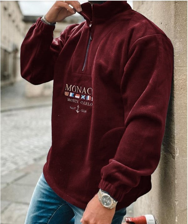 winter and spring alphabet embroidered thick casual men's hoodie