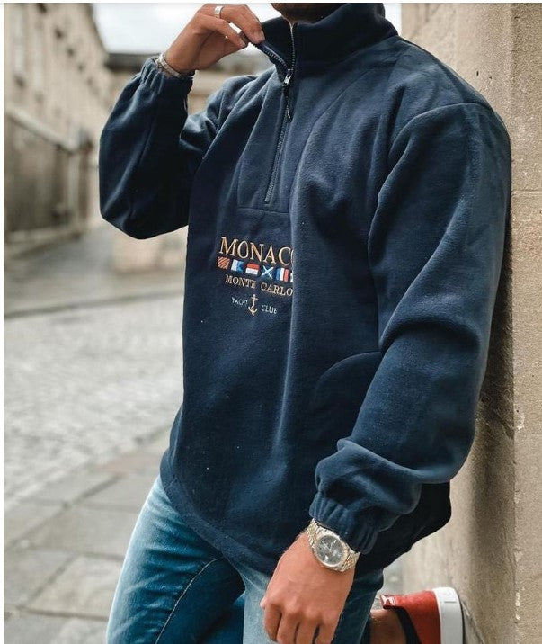 winter and spring alphabet embroidered thick casual men's hoodie