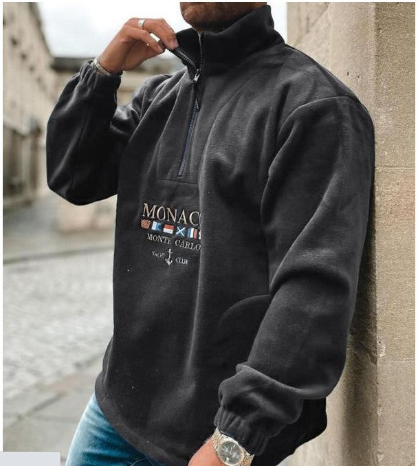 winter and spring alphabet embroidered thick casual men's hoodie