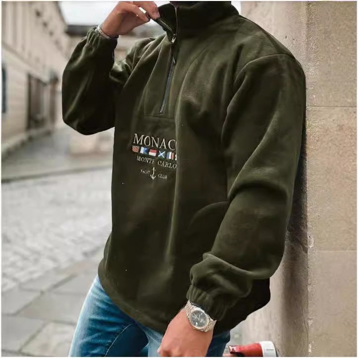 winter and spring alphabet embroidered thick casual men's hoodie